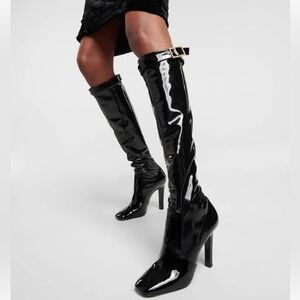 Saint Laurent Lala Black Knee Boots 39.5